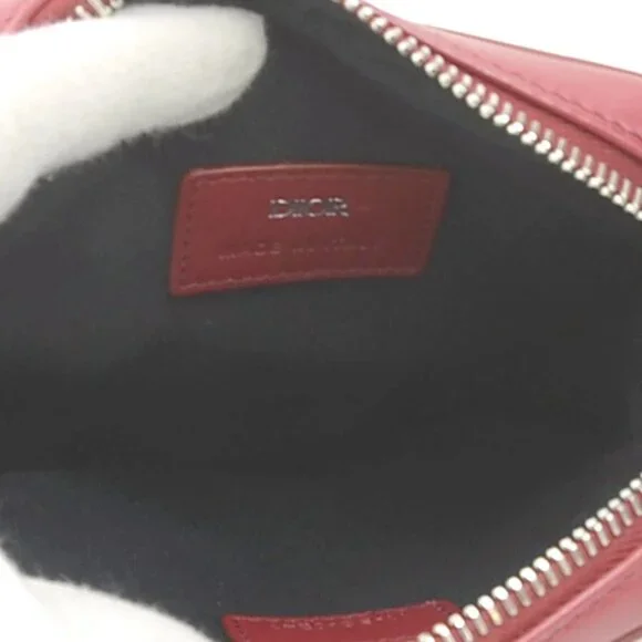 Auth Christian Dior Crossbody Shoulder Bag Red Leather/Silvertone - Picture 11 of 13